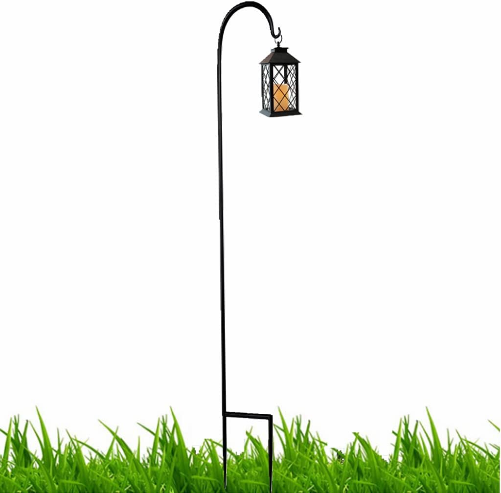 Outdoor Shepherd's Hooks - Shepherd's Hook 65 Inch Heavy Duty Adjustable Plant Hanger Metal Hook with Rust Resistant Coating for Weddings Solar Lights Flower Basket Lanterns,Christmas Lights,Black Pack of 1