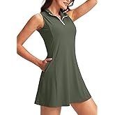 Viodia Women's Tennis Golf Dress with Shorts Active Exercise Workout Sports Athletic Dresses for Women with Zipper Pockets
