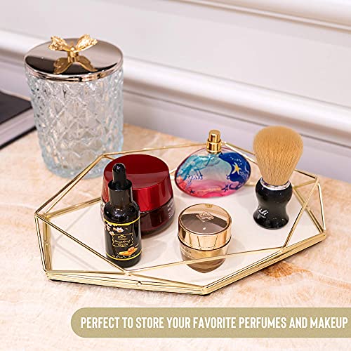 Mili Home Gold Decorative Tray Large Perfume Tray Bathroom Trays Makeup