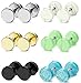 FIBO STEEL 6 Pairs Stud Earrings for Men Women Gauge Earrings Ear Piercing Plugs Tunnel 18G