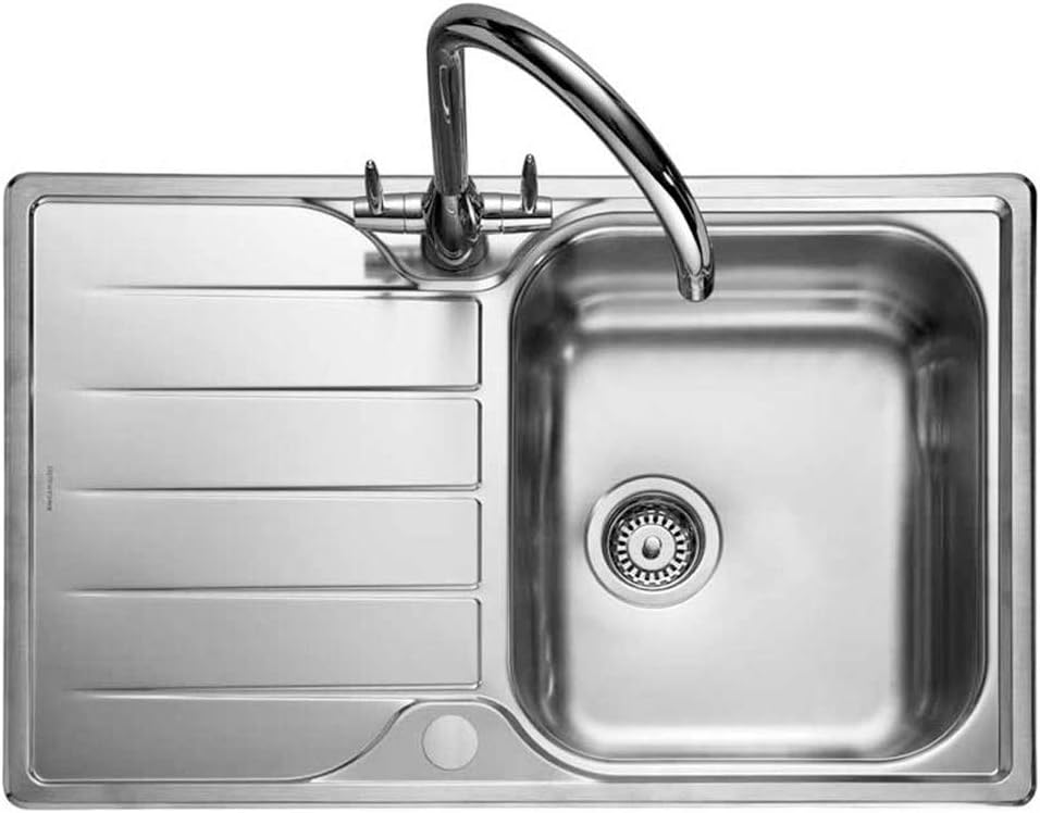 Rangemaster Michigan Rectangular Stainless Steel 1 Bowl Rectangular Rectangular Sink, Dark Gray - Image 3