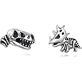 Hancock 925 Sterling Silver Earrings Animal Stud Earrings for Women Men Shark/Sloth/Giraffe/Jellyfish/Puffin Bird/Dinosaur Fossil Stud Earrings