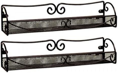 DecoBros 2 Pack Wall Mount Single Tier Mesh Spice Rack, Bronze, New