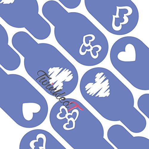 Hearts Variety Nail Vinyls By Twinkled T - 1 Sheet of 24 Stencils