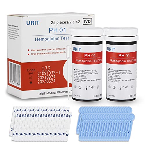 50 Test Strips (Test Strips Only) for URIT Blood Hemoglobin Test Meter, Hemoglobin Home Test