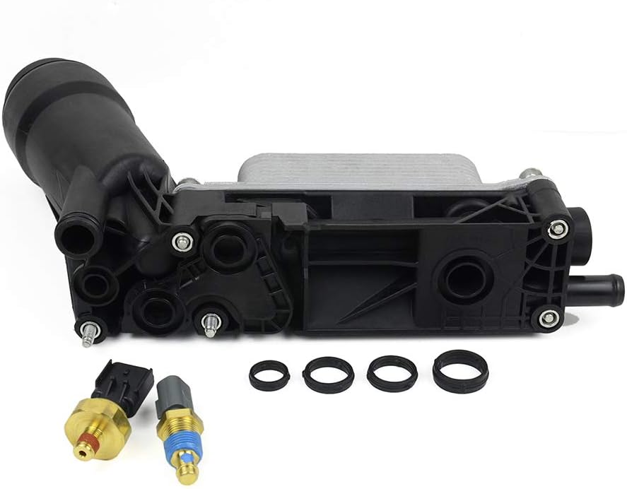 5184294AE Oil Cooler Filter Adapter Housing Assembly Compatible with Ch rysler 200 300 Dodge Journey Avenger Charger Wrangler Grand Cheroke 3.6L V6 2011-2013 with Oil Pressure & Oil Temperture Sensor: Automotive