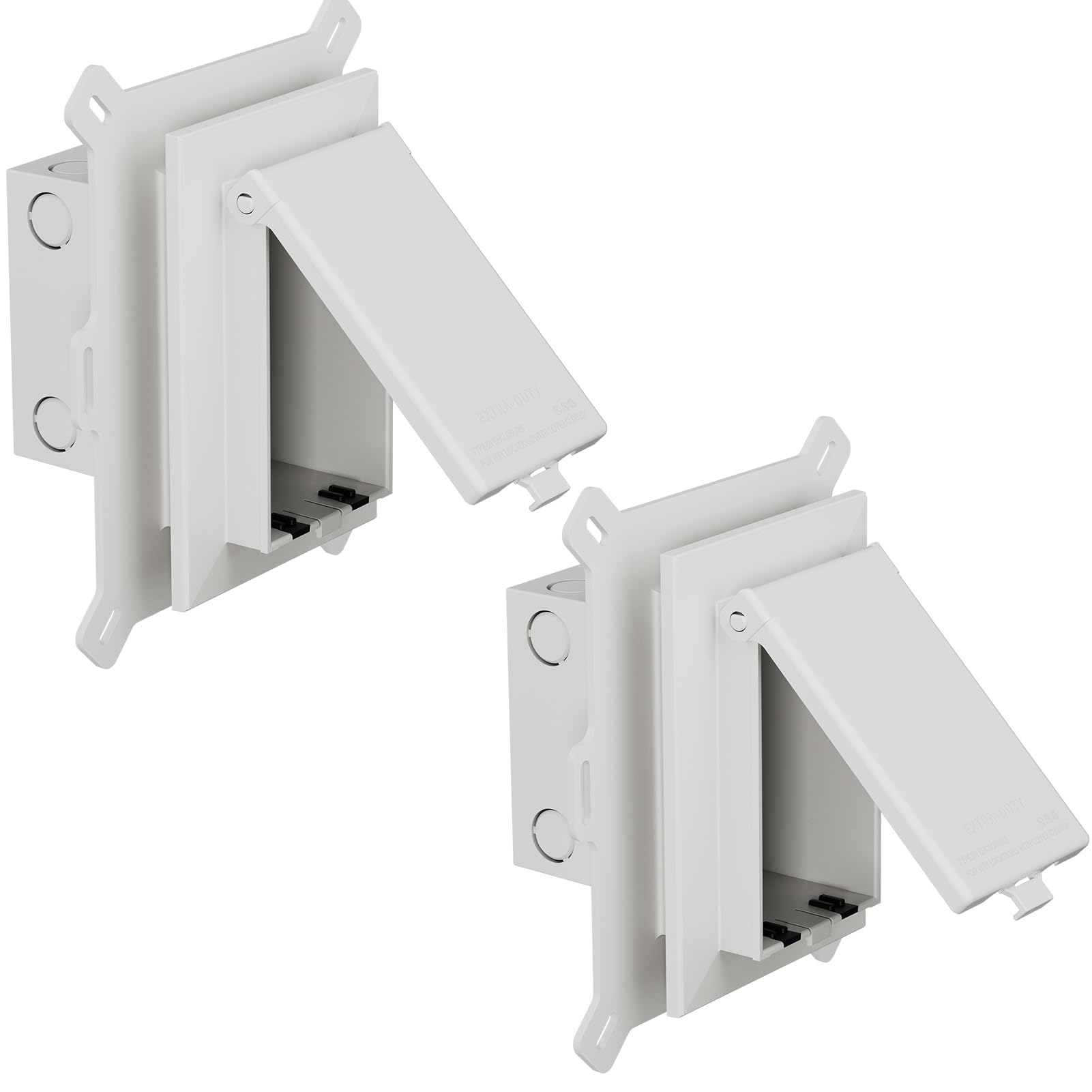 Photo 1 of 2Pcs Recessed Outlet Box, DBVS1W-1 Low Profile Electrical Boxes, Wall Plate Kit for New Vinyl Siding, Duplex & Decorator Style Covers,1-Gang, Vertical, White