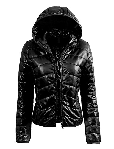 LE3NO Womens Lightweight Zip Up Puffer Jacket with Hood