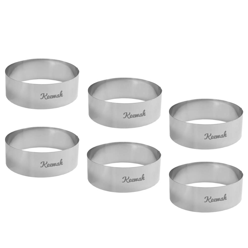 Photo 1 of Keewah 4.5 inch Large Burger Ring - 6 Piece - Stainless Steel