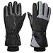 Women Waterproof Windproof Ski Gloves, 3M Thinsulate Snowboard Snowmobile Glove,Black,Large