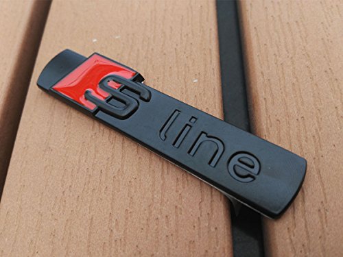 Deselen - LP-BS06 - Car Emblem Chrome Stickers Decals Badge Labeling for S Line A3, A4, A6, Q3,Q5, Q7, S6, S8, Pack of 2 (Black)