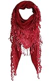 KMystic Lace Triangle Sheer Scarf (Winter Red)