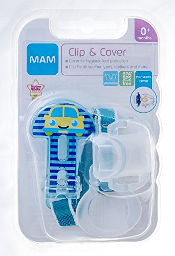 MAM Soother Clip and Teat Cover (Blue Car)
