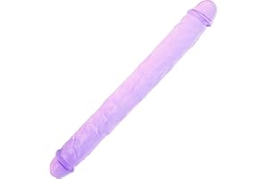 18.1 * 1.7 Inches Double Dildo Crystal Jelly Realistic Anal Long Dildo Penis Soft and Flexible with Veins and Glans Adult Sex