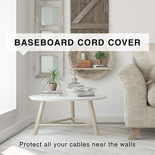 Floor Cord Cover by XProtector 5’ Silicone Baseboard Cord Protector