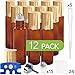 Pure Acres Farm, 12, Amber, 10 ml Glass Roll-on Bottles with Stainless Steel Roller Balls. 3 ml Droppers included