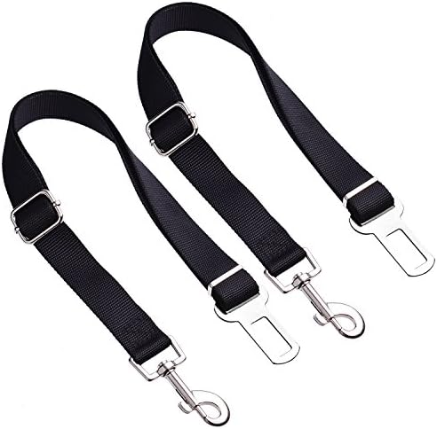 2 Packs - Adjustable Pet Dog Cat Car Seat Belt Safety Leash Vehicle Seat Belt Harness (Black)