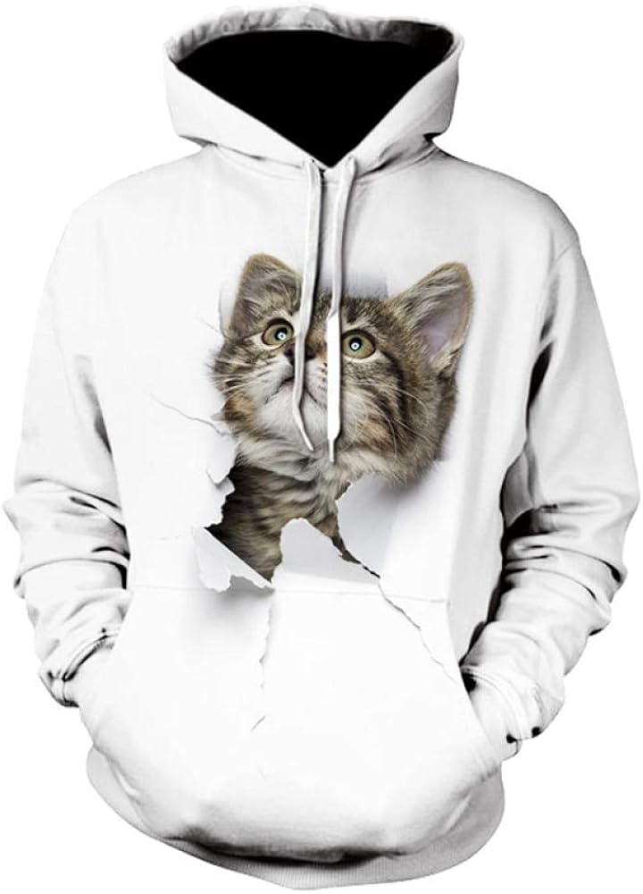 Hoodie Unisex Funny Cat 3D Long Sleeve Hoodie Casual Street Fitness