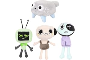 HXLAI Dandy's World Plush Set, 4 Pcs Pebble Vee Shelly Astro Plushies Toy for Fans Gift, Soft Stuffed Animal Pillow for Home Kids' Bedroom Decor, Birthday Christmas Choice for Boys Girls