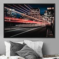 Framed Canvas Wall Art Light Exposure Colorful Industrial Lights Multicolor Neon Photography Places Portrait Realism - 16x24 inches