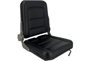 TABODD Universal Forklift Seat for Garden Lawn Mower, Komatsu Style Folding Seat Suspension Seat with Adjustable Backrest Slidable Track for Mini Digger Forklift Excavator & Skid Loader, Black
