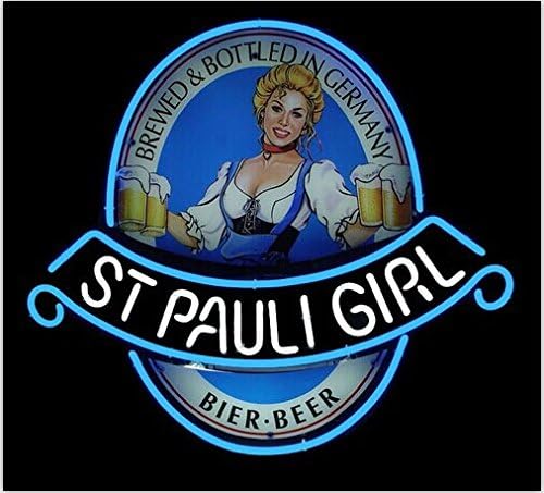 St Pauli Girl Classic Label Handcrafted Real Glass Neon Light Sign Home Beer Bar Pub Sign 19x15 inches.The Best Offer!Super Bright!