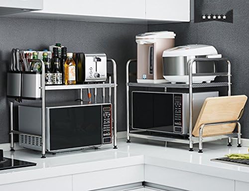 Kitchen Shelves Organiser ZXLDP Countertops Seasoning Storage Racks Stainless Steel Kitchen Racks 6 Sets Microwave Oven Rack