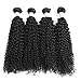 XYHair 4 Bundles Virgin Brazilian Human kinky Curly with Lace Closure Hair Weave 7A 100% Unprocessed Jerry curly hair bundles deep curly weft Extensions Natural Color(16161818+14)
