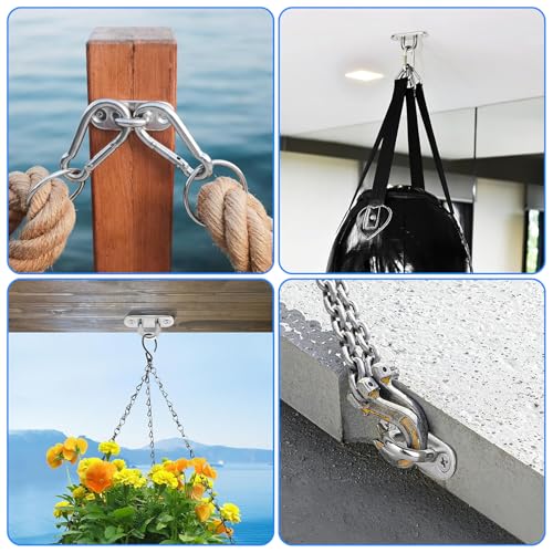 TTYSHIP 20pcs Stainless Steel Eye Plates, M5 Stainless Steel Eyelet Plate with 40 Screws for Hanging Objects, Boat Accessories