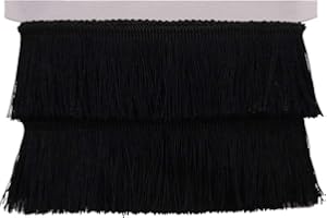 NONE/BRAND Fringe Trim Tassel Lace 2.5Inch Width 5 Yards Long for Clothes Accessories Latin Wedding Dress and DIY Lamp Shade Decoration (Black, 2.5Inch)