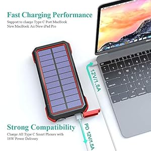 BLAVOR Solar Power Bank 10000 mAh Caricabatteria Solare Portatile LED Impermeabile Antiurto per Il Cellulare iPad… - immagine 6