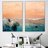 2 Piece Framed Canvas Wall Art Coastal Scenery Canvas Prints Home Artwork Decoration for Living Room,Bedroom - 16