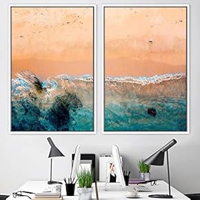 signwin 2 Piece Framed Canvas Wall Art Coastal...