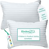 kinder Fluff Toddler Pillow 2X (No Pillowcase Needed) Kids Pillow, XS | Certified award-winning baby pillow 300TC pure cotton shell and hypoallergenic down alternative fill toddler bedding White