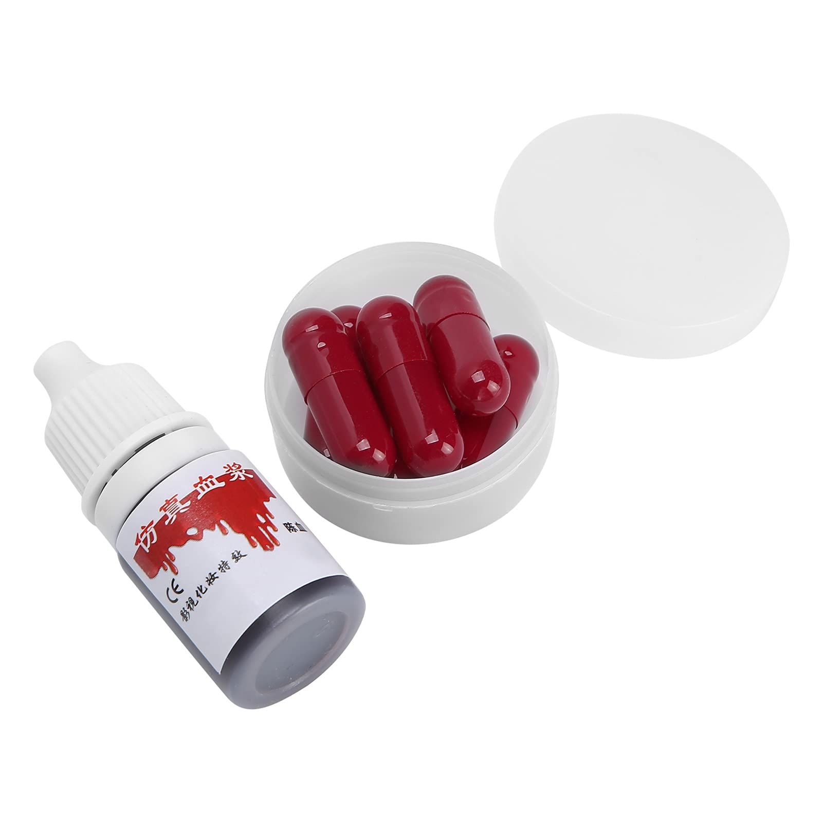 Nunafey Fake Blood Capsules, Fake Blood Pill Convenient Safe and Reliable Practical with 6 Fake Blood Capsules for Theater Film, Special Effects for Most People