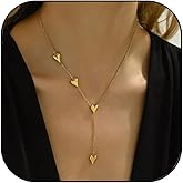 NORLSO Gold Heart Necklace for Women Layered Heart Pendant Necklace Y Necklace Dainty Gold Statement Necklaces Birthday Party Jewelry Gifts for Women