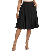 Belle Poque Women Pleated A Line Skirt Below Knee Length | Chiffon, Skirt with Pockets, High Waisted, Flowy, Dressy Casual, Summer, Work, Elegant, Weekwend