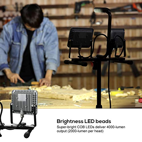 image for GALAX PRO Dual-Head 20W 4000 Lumen LED Work Light with Metal Lamp Hous