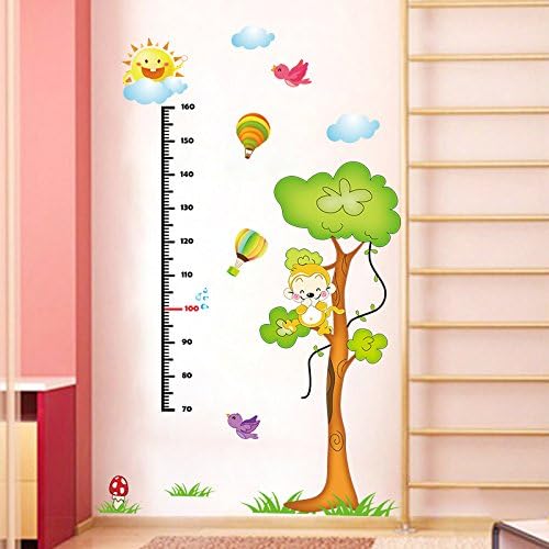 XY-Cartoon Cute Monkey Climb Up a Tree Beautiful Scenery Measuring Height Wall Sticker/Decal