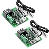 HiLetgo 2pcs W1209 12V DC Digital Temperature Controller Board Micro Digital Thermostat -50-110&deg;C Electronic Temperature Temp Control Module Switch with 10A One-channel Relay and Waterproof