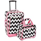 Rockland 2 Piece Expandable Luggage Set, Pink Chevron, One Size