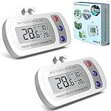 Digital Fridge Refrigerator Thermometer - Fridge/Freezer/Room Thermometer With Hook,Waterproof Large LCD Display Max/Min Record, for Kitchen, Home, Restaurants (2Pack, Battery Included)