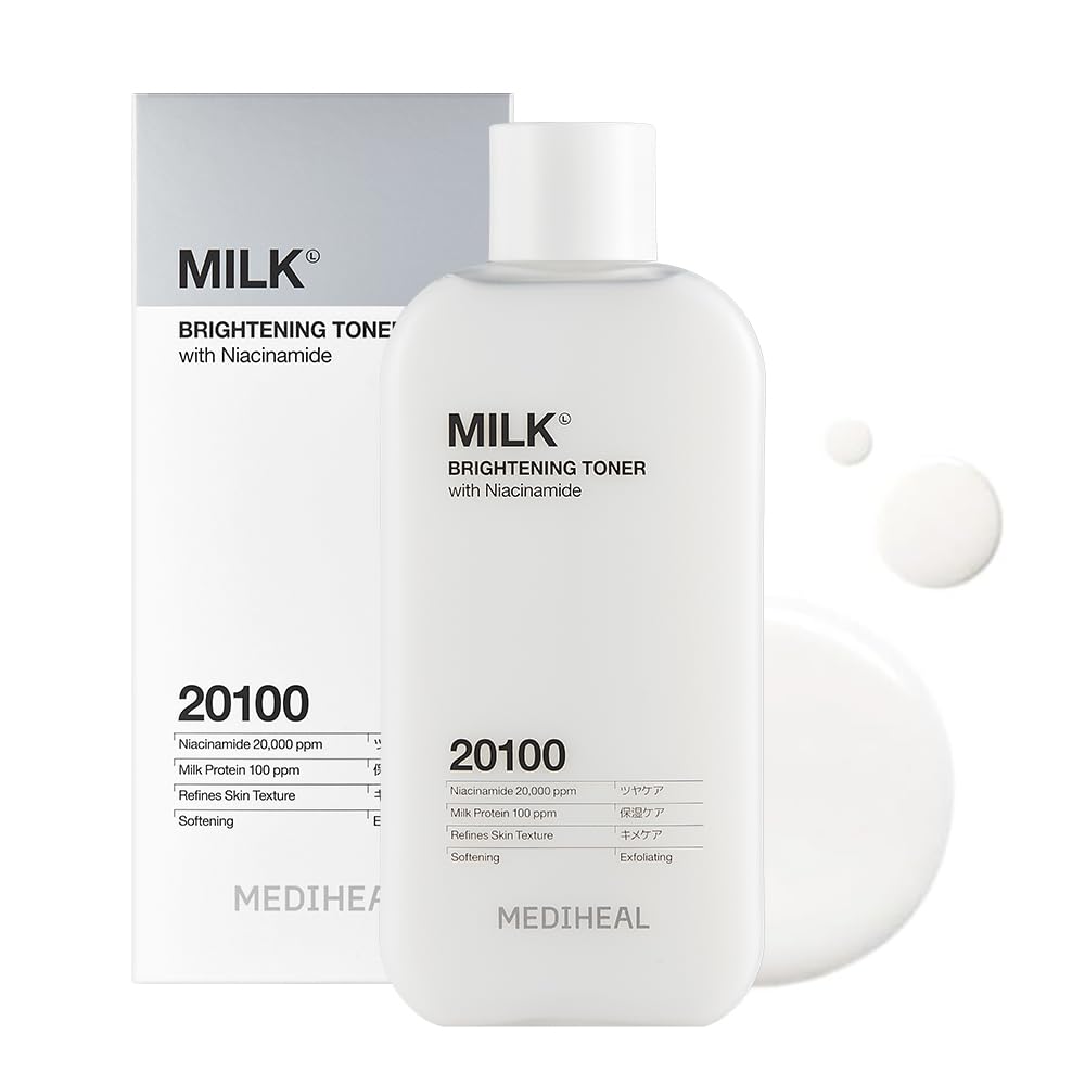MEDIHEAL OFFICIAL(メディヒール) ミルクブライトニングトナー300ml Milk Brightening Toner 化粧水 ナイアシンアミド グルタチオン ツヤ肌 導入化粧水 水分保湿 しっとり ボトル の商品画像