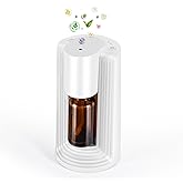 Waterless Essential Oil Diffuser, Portable Aromatherapy Diffuser, Fit for 10-20mL Essential Oil Bottles, 3 Timer & 3 Mist Level, Rechargeable Mini Scent Diffuser for Home, Room, Car and Office (White)