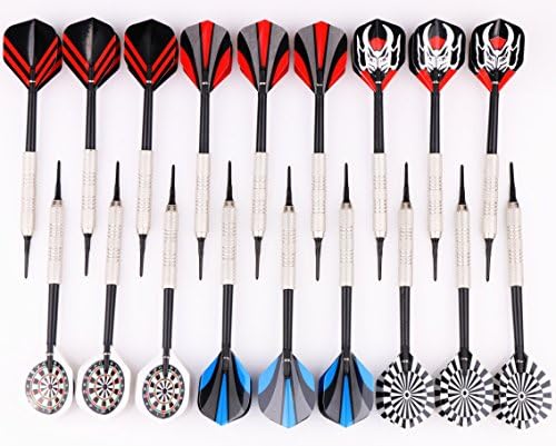 MAXMAU 18 Packs of Soft Tip Darts 18g Plastic Point Dart with Holed Flights for Electronic Dartboard
