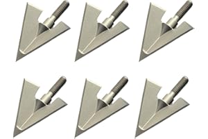DEEPOWER Bowhunting Broadheads 100 Grain 1+1/8" Cut 3 Blade Archery Arrow Solid Hunting Broadhead 420 Stainless Steel (6 Pack