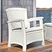 Suncast Elements Club Chair with Storage - Lightweight, Resin, All-Weather Chair - Built-in Storage for up to 11 lbs. - White