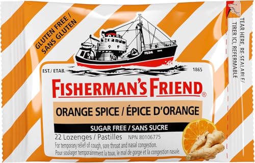 Fisherman’s Friend – Sugar Free Orange Spice | For Temporary Relief of Cough & Sore Throat | 8 Packs of 22 Lozenges (176 Total Count)