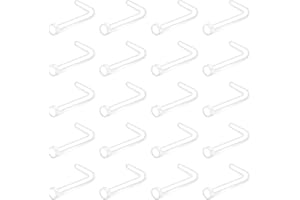 Ruifan 20G Clear Bioflex L Shaped Nose Ring Stud Retainer Body Jewelry Piercing Top Flat 2mm 2.5mm 3mm 20-30PCS