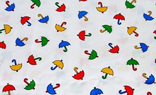 4 FAT QUARTERS 100% COTTON ~ PRIMARY COLOR UMBRELLA PRINT ~ Quilt Fabric ~ CRAFTS ~ SEWING